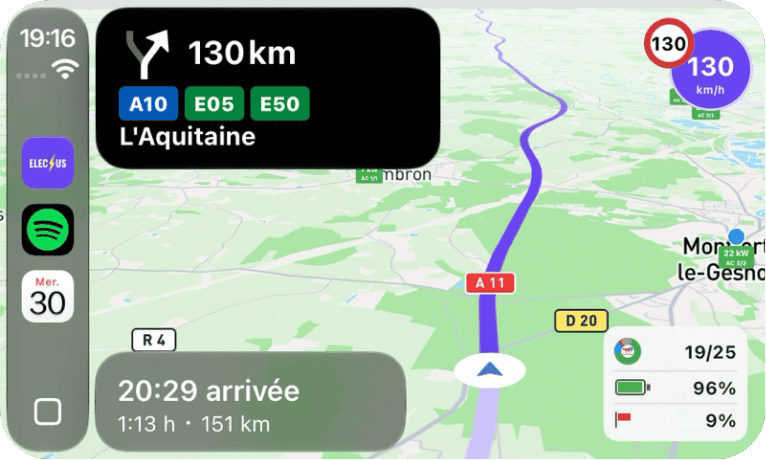 Electus on Apple CarPlay in-car display