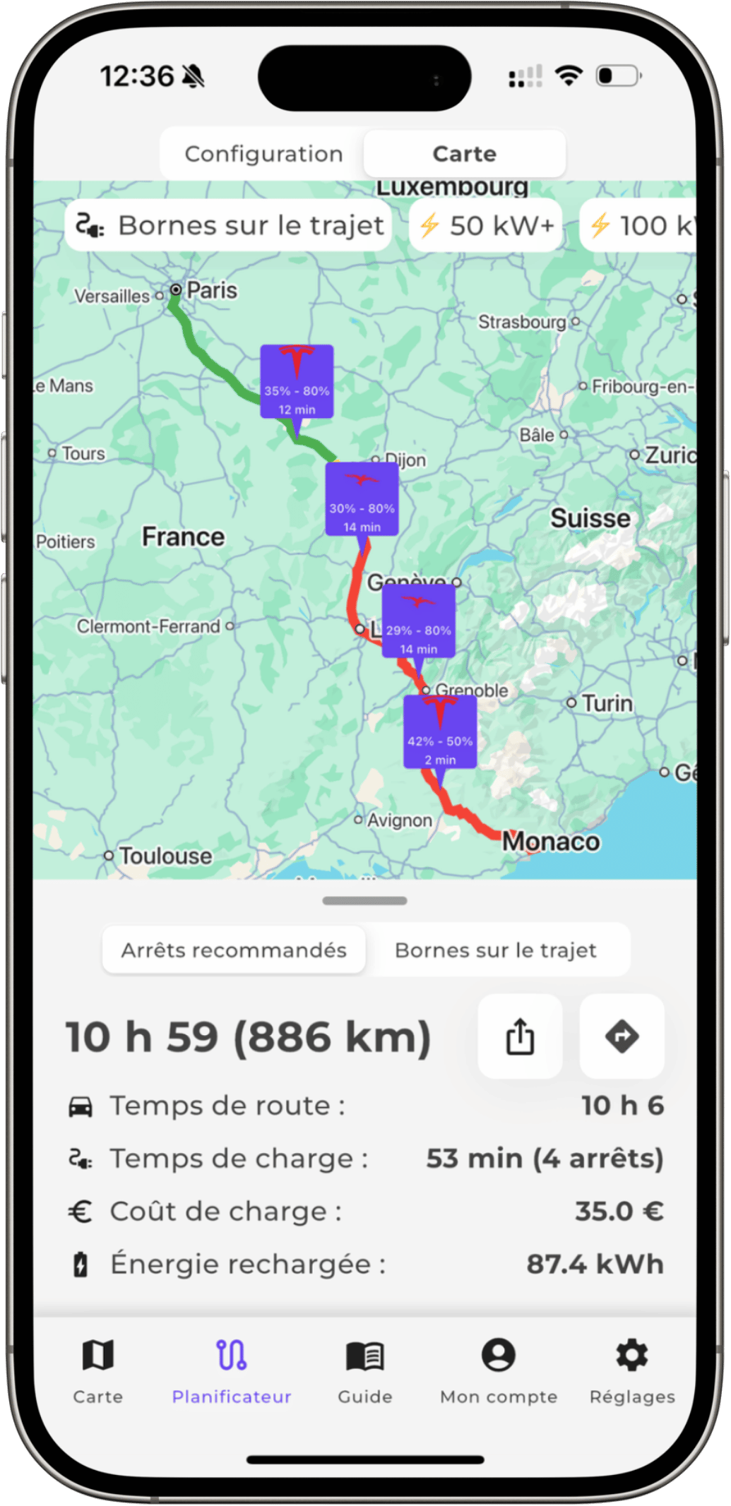 Route planner interface