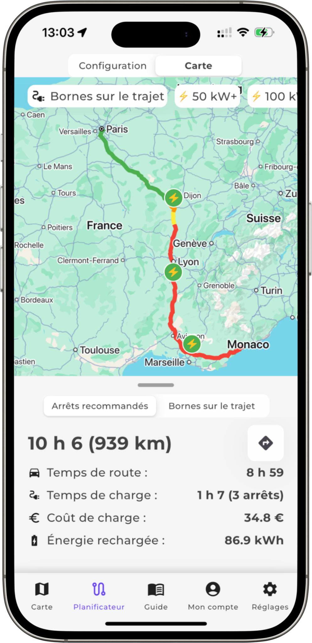 Planificateur de trajet Electus